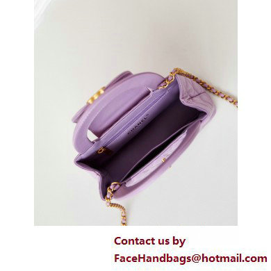 Chanel Shiny Crumpled Calfskin  &  Gold-Tone Metal Mini Shopping Bag AS4416 Lilac 2025